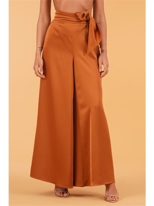 Pantalone palazzo in raso twins fantasy | T4950PBROWN